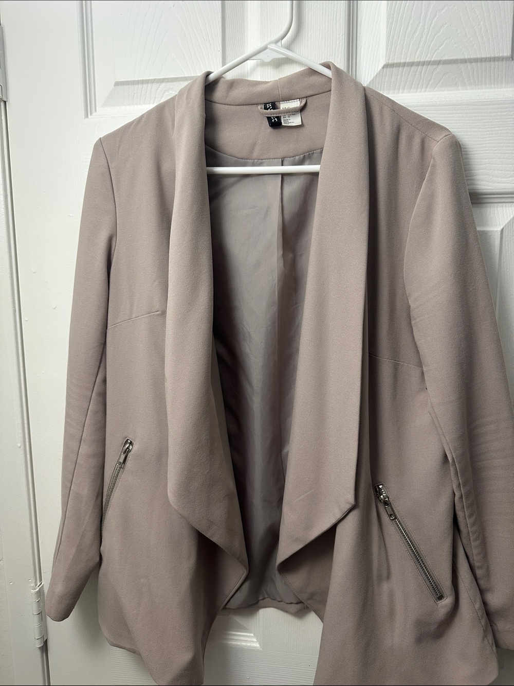 H&M Taupe Draped Open-Front Blazer